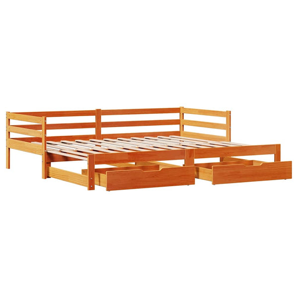 vidaXL Extendable Daybed with Drawers 80x200 cm Solid Pine Wood