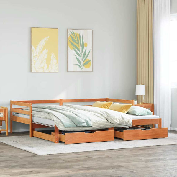 vidaXL Extendable Daybed with Drawers 80x200 cm Solid Pine Wood