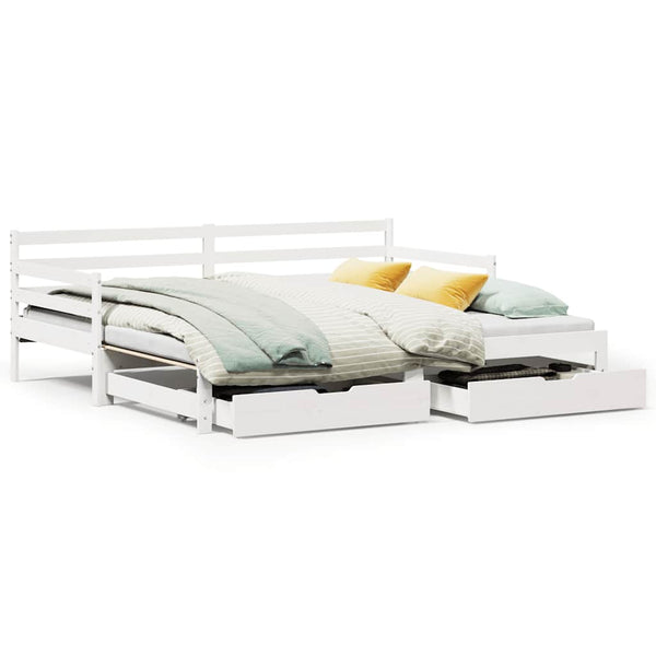 vidaXL Extendable Day Bed with Drawers without Mattress White 90x200cm