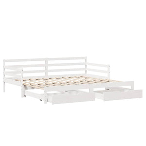 vidaXL Extendable Day Bed with Drawers without Mattress White 90x200cm