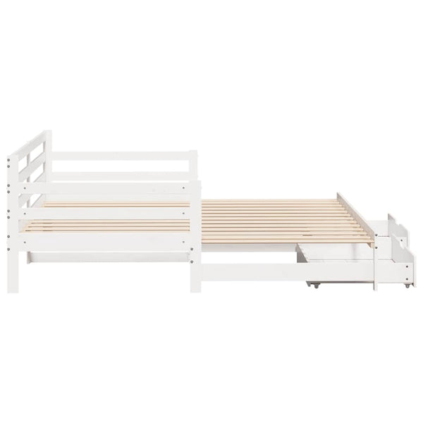 vidaXL Extendable Day Bed with Drawers without Mattress White 90x200cm