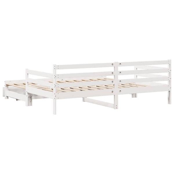 vidaXL Extendable Day Bed with Drawers without Mattress White 90x200cm