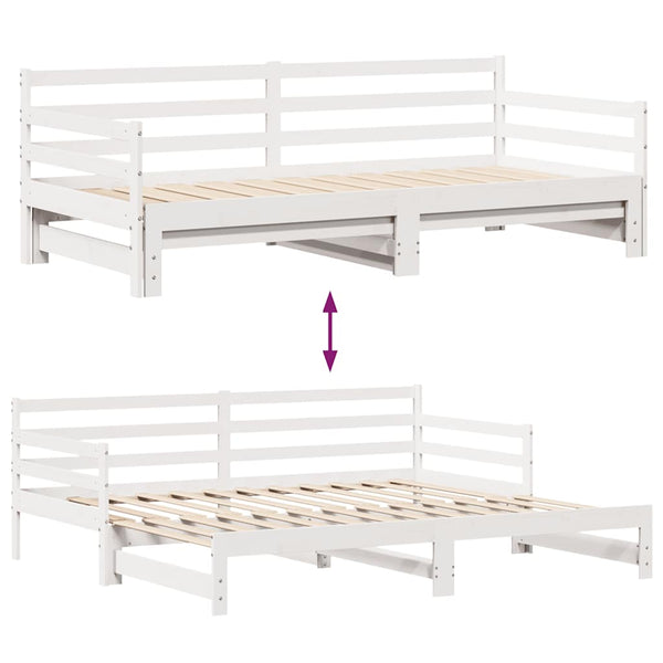vidaXL Extendable Day Bed with Drawers without Mattress White 90x200cm