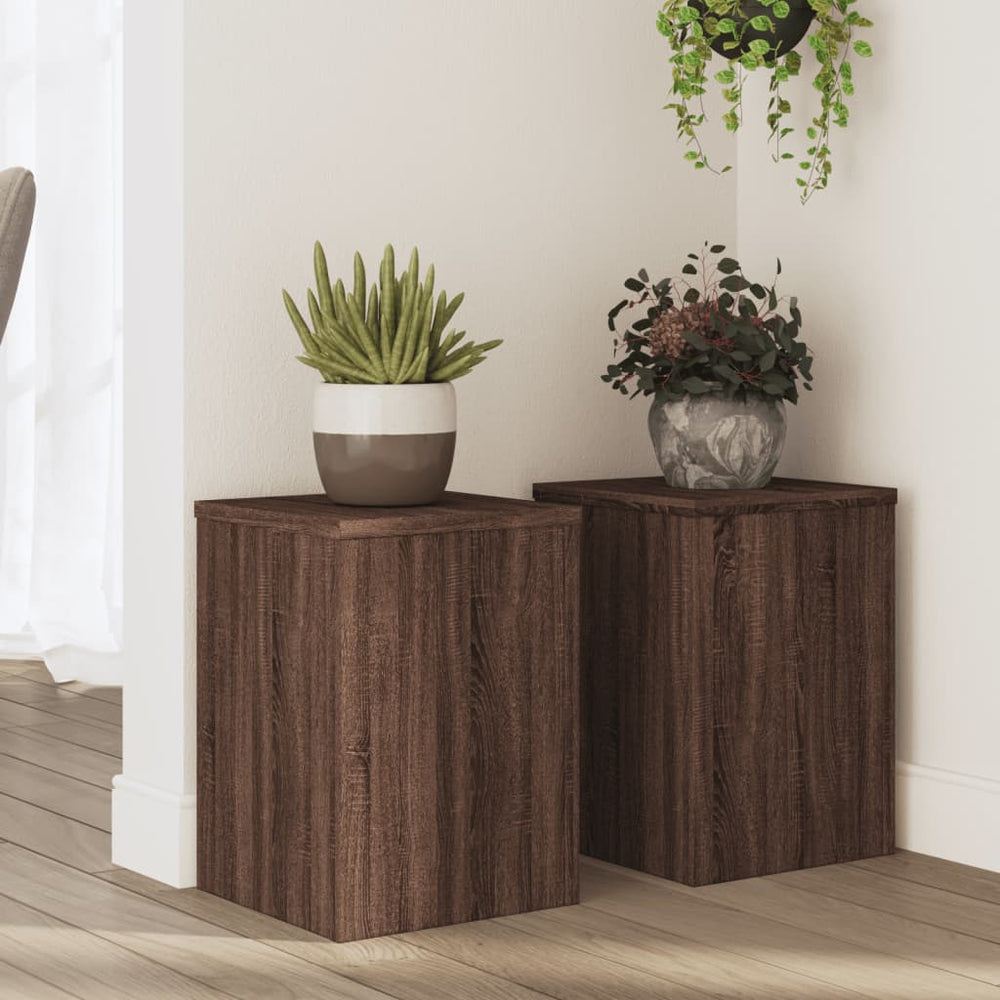 vidaXL Plant Stand 2 pcs Brown Oak 25x25x35 cm Engineered Wood