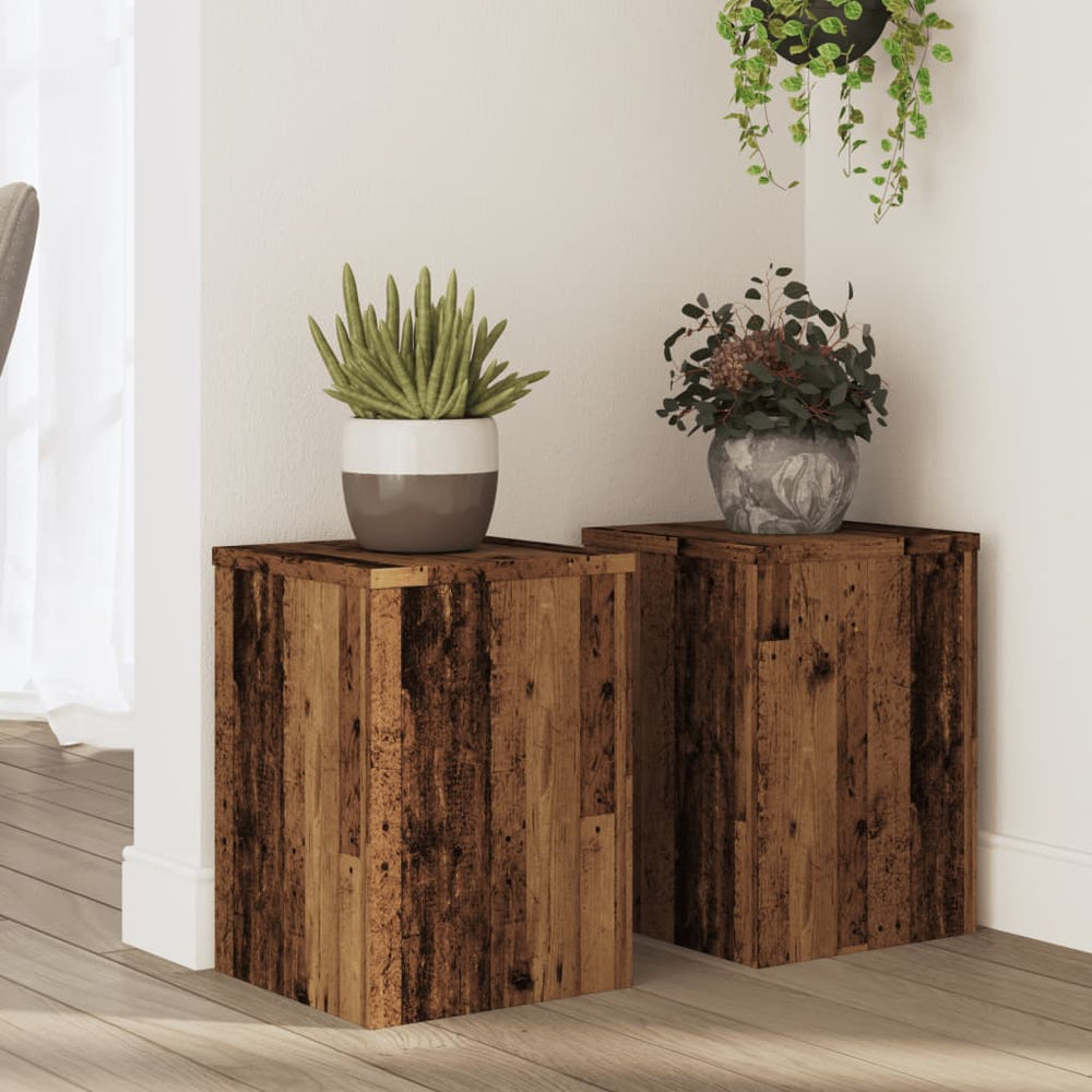 vidaXL Plant Stands 2 pcs. Reclaimed Wood Look 25x25x35 cm Engineered Wood