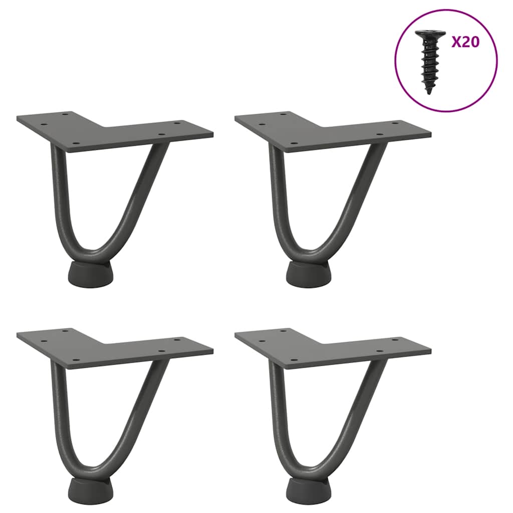 vidaXL Hairpin Legs for Coffee Table 4 pcs. Anthracite 10 cm Solid Steel