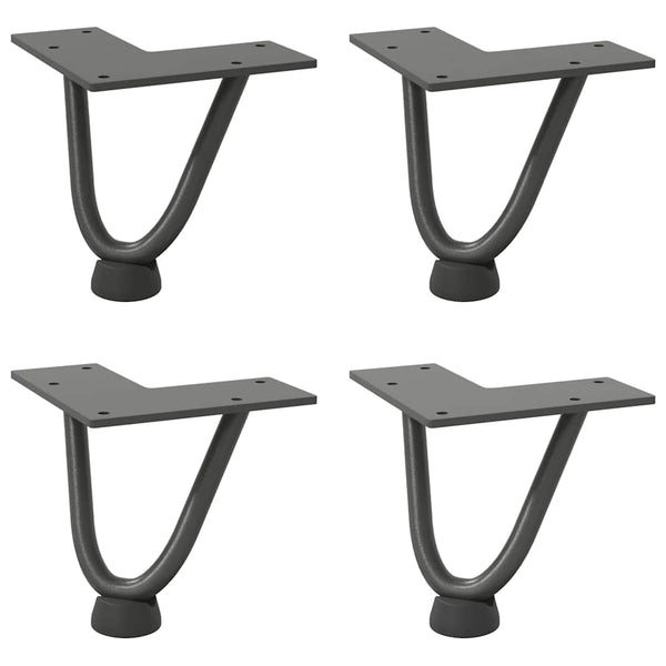 vidaXL Hairpin Legs for Coffee Table 4 pcs. Anthracite 10 cm Solid Steel