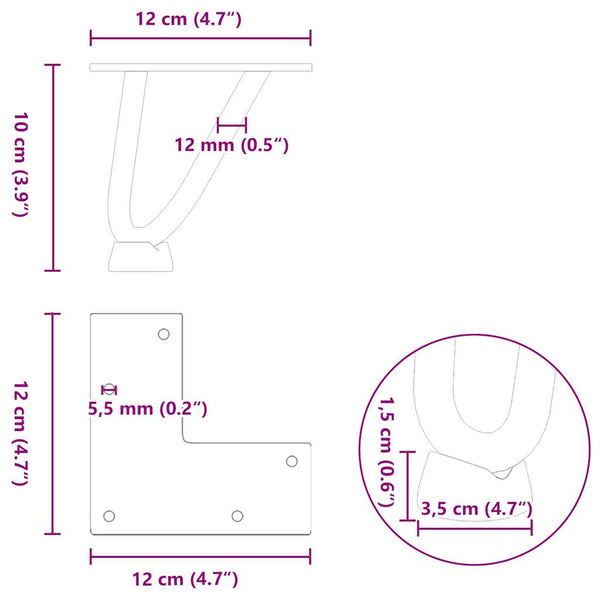 vidaXL Hairpin Legs for Coffee Table 4 pcs. Anthracite 10 cm Solid Steel