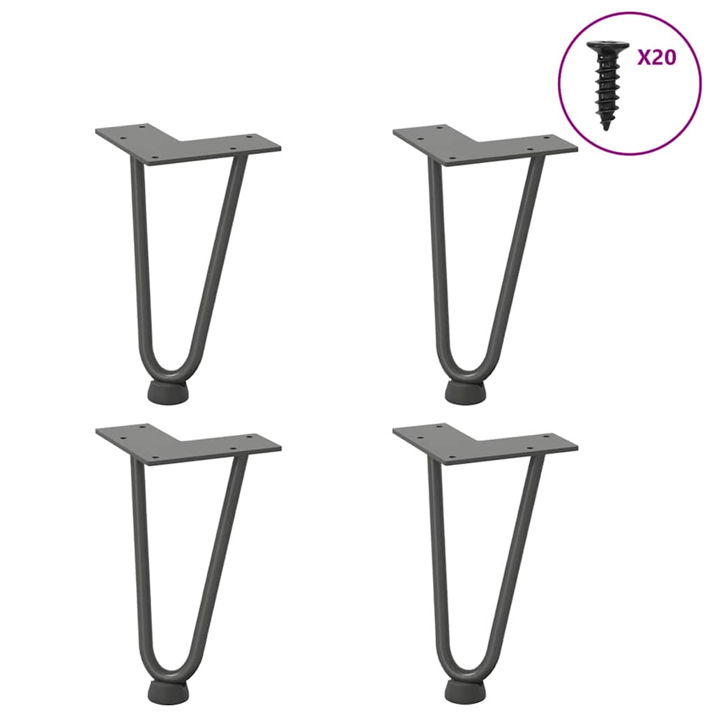 vidaXL Hairpin Legs for Coffee Table 4 pcs. Anthracite 20 cm Solid Steel