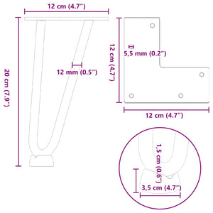 vidaXL Hairpin Legs for Coffee Table 4 pcs. Anthracite 20 cm Solid Steel