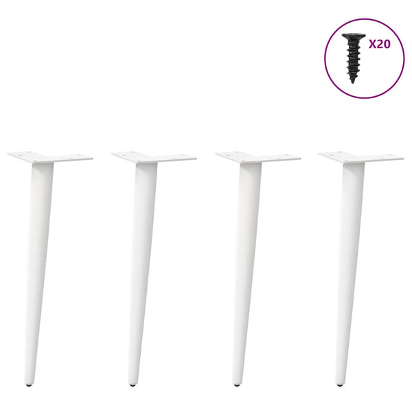 vidaXL Coffee Table Legs Conical Shape 4 pcs. White 30-31 cm Steel