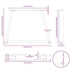 vidaXL Coffee Table Legs V-Shape 2 Pcs White 30x(30-31.3) cm Steel