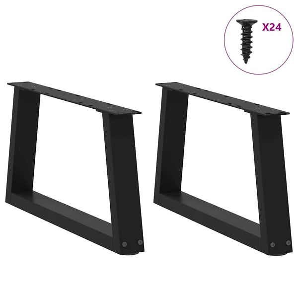 vidaXL Coffee Table Legs V-Shape 2 Pcs Black 70x(30-31.3) cm Steel