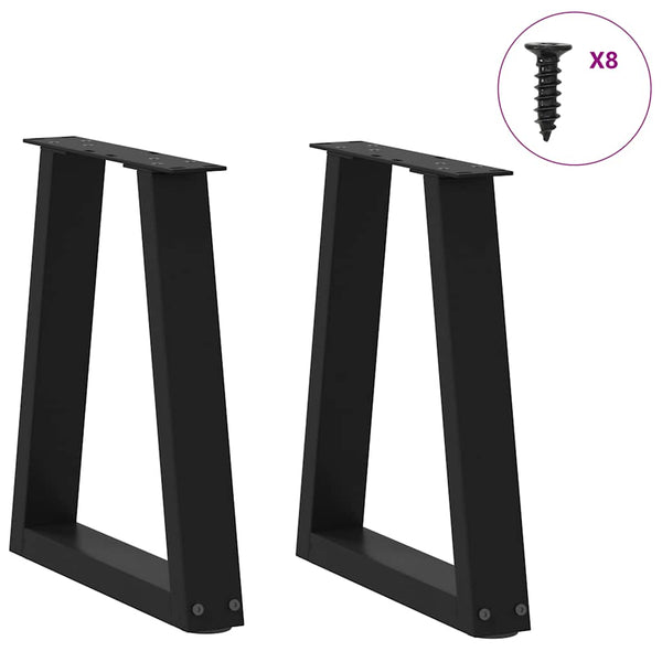 vidaXL Coffee Table Legs V-Shape 2 Pcs Black 28x(42-43.3) cm Steel