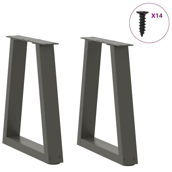 vidaXL Coffee Table Legs V-Shape 2 Pcs Anthracite 38x(42-43.3) cm Steel