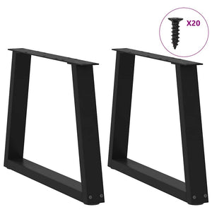 vidaXL Coffee Table Legs V-Shape 2 Pcs Black 50x(42-43.3) cm Steel