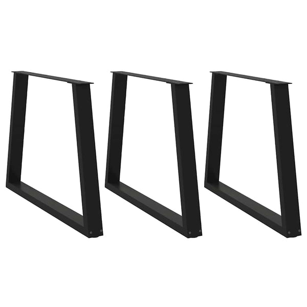 vidaXL Dining Table Legs V-Shape 3 Pieces Black 90x(72-73.3) cm Steel