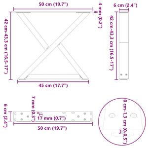 vidaXL Coffee Table Legs 2 pcs White 50x(42-43.3) cm Steel
