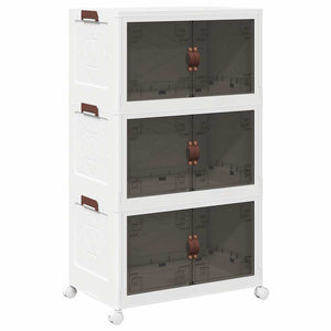 vidaXL Storage Box with Wheels Stackable 3-Tier 75 L