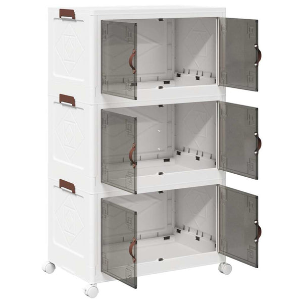 vidaXL Storage Box with Wheels Stackable 3-Tier 75 L