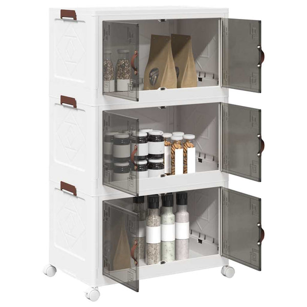 vidaXL Storage Box with Wheels Stackable 3-Tier 75 L