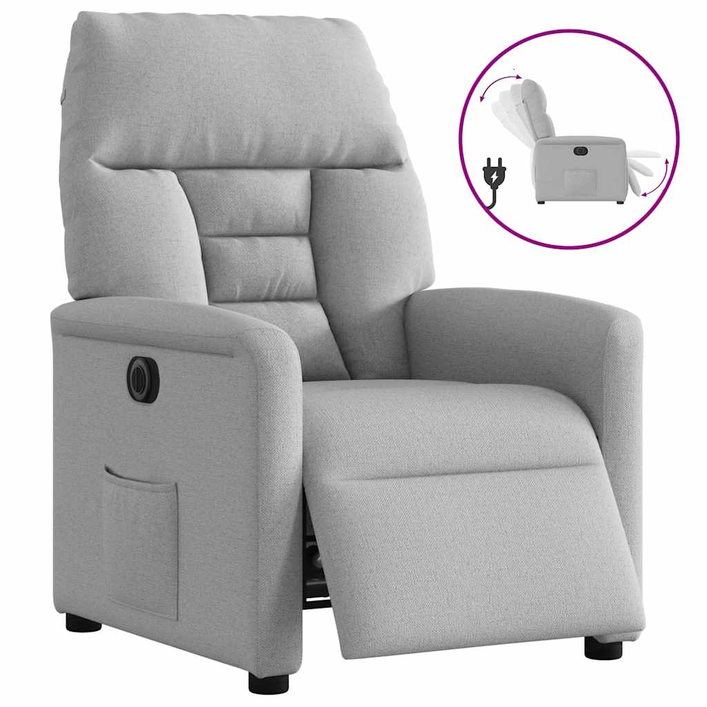 vidaXL Electric Recliner Cloud Grey Fabric