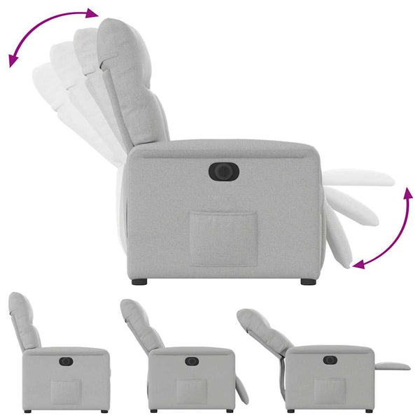 vidaXL Electric Recliner Cloud Grey Fabric