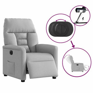 vidaXL Electric Recliner Cloud Grey Fabric