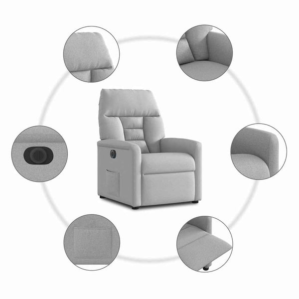 vidaXL Electric Recliner Cloud Grey Fabric