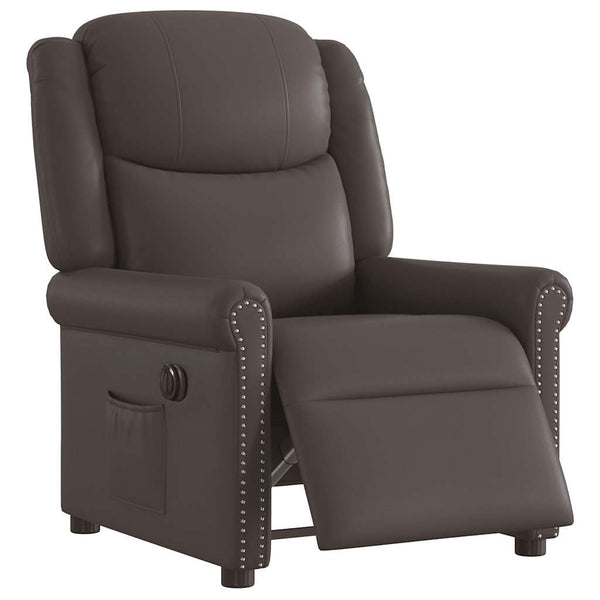 vidaXL Electric Recliner Glossy Brown Faux Leather