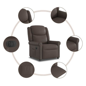 vidaXL Electric Recliner Glossy Brown Faux Leather