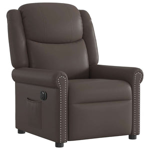 vidaXL Electric Recliner Glossy Brown Faux Leather