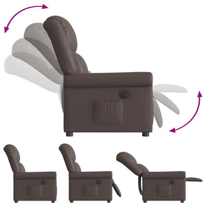 vidaXL Electric Recliner Glossy Brown Faux Leather