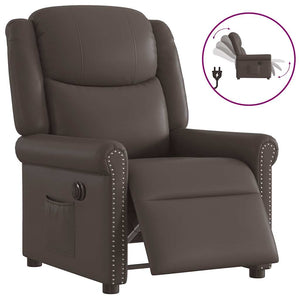vidaXL Electric Recliner Glossy Brown Faux Leather