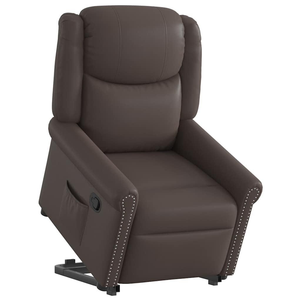 vidaXL Recliner Glossy Brown Faux Leather