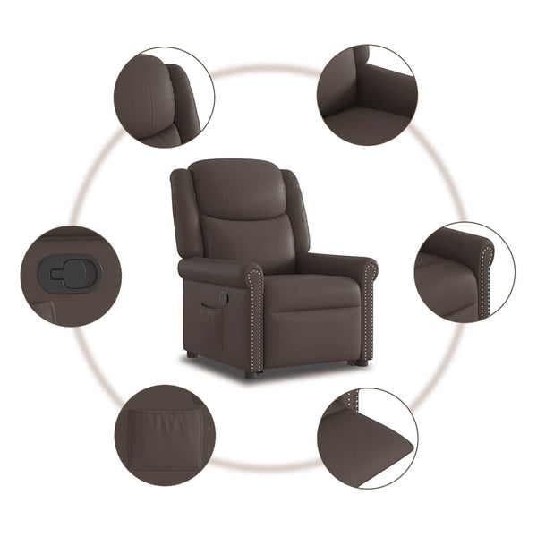 vidaXL Recliner Glossy Brown Faux Leather