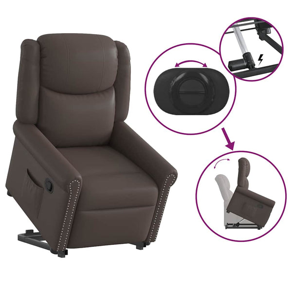 vidaXL Recliner Glossy Brown Faux Leather