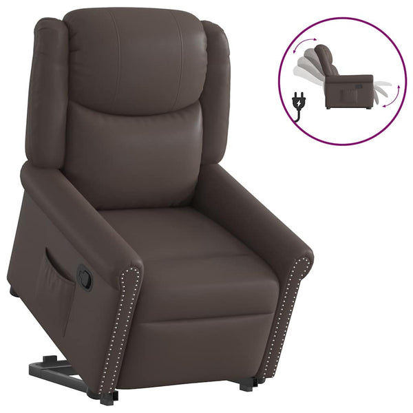 vidaXL Recliner Glossy Brown Faux Leather