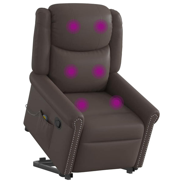 vidaXL Massage Recliner Shiny Brown Faux Leather