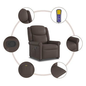 vidaXL Massage Recliner Shiny Brown Faux Leather
