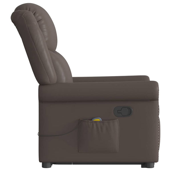 vidaXL Massage Recliner Shiny Brown Faux Leather