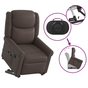 vidaXL Massage Recliner Shiny Brown Faux Leather