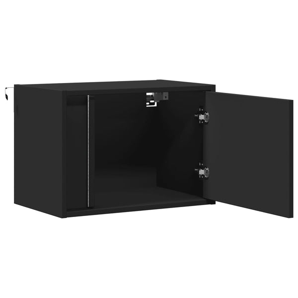 Wand-Nachttische mit LED, 2er-Set Schwarz