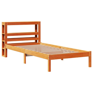 vidaXL Bed Frame with Headboard Without Mattress Waxed Brown 75x190 cm