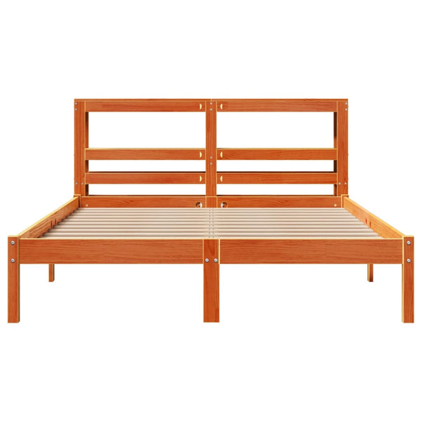 vidaXL Bed Frame with Headboard, No Mattress, Wax Brown, 120x190 cm