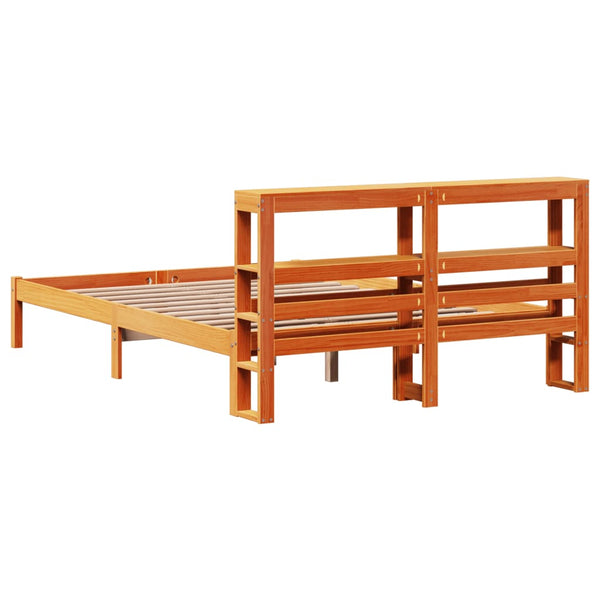 vidaXL Bed Frame with Headboard, No Mattress, Wax Brown, 120x190 cm