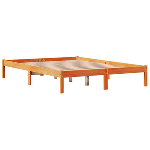 vidaXL Bed Frame with Headboard, No Mattress, Wax Brown, 120x190 cm