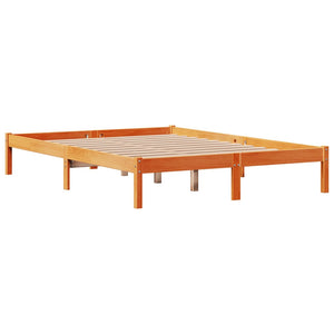 vidaXL Bed Frame with Headboard, without Mattress, Waxed Brown 140x190 cm