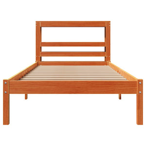 vidaXL Bed Frame with Headboard Without Mattress Wax Brown 90x200 cm