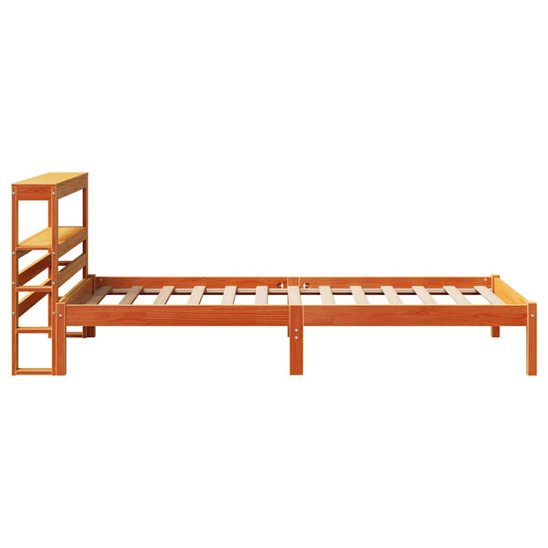vidaXL Bed Frame with Headboard Without Mattress Wax Brown 90x200 cm